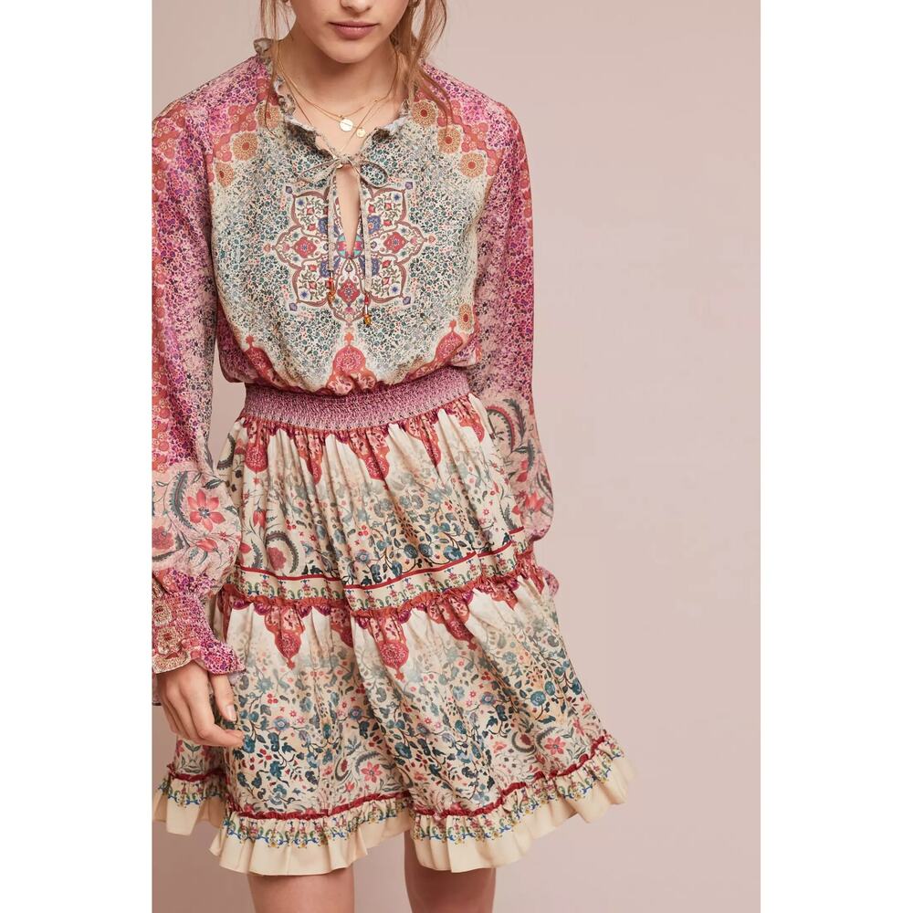 Siddhartha Bansal Anthropologie Dakota Peasant Mini Dress SZ XS